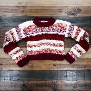 AYNI red cream orange crop stripe sweater xsmall